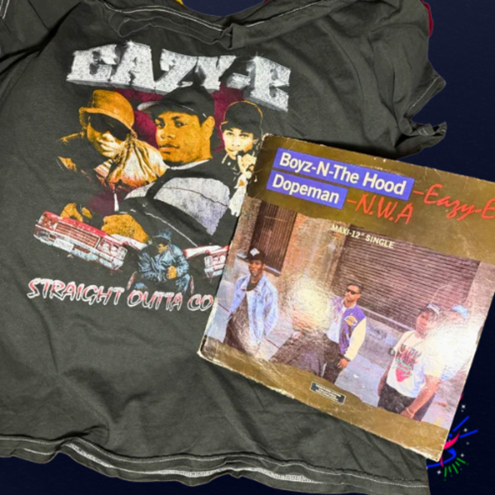 N.W.A. Boyz-N-The-Hood Dopeman 12” Vinyl + Eazy-E Graphic 1X T-Shirt Bundle